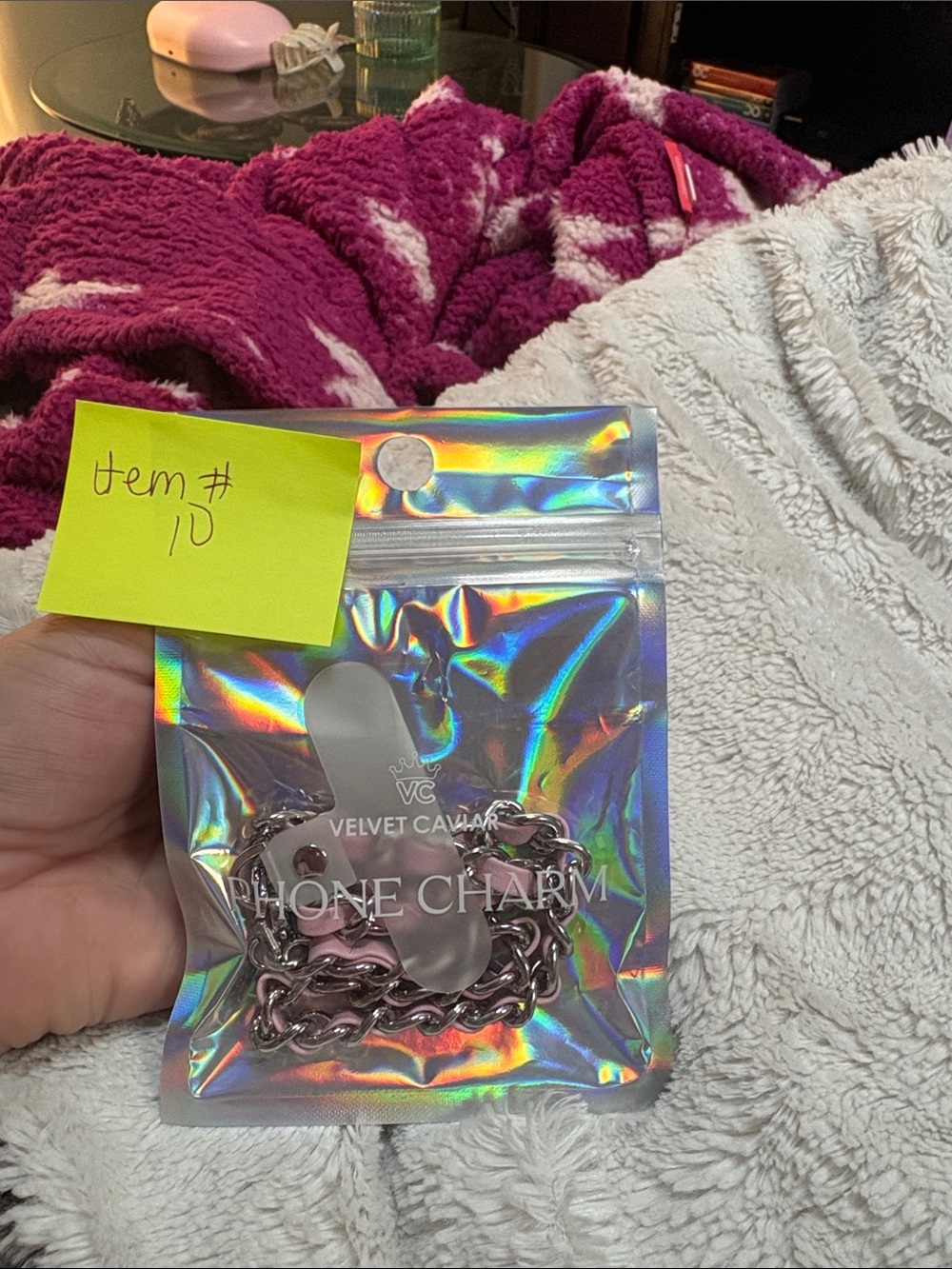 Velvet Caviar Metallic Pink Chain Phone Charm
